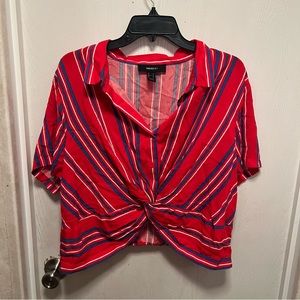 Striped Faux Button Up